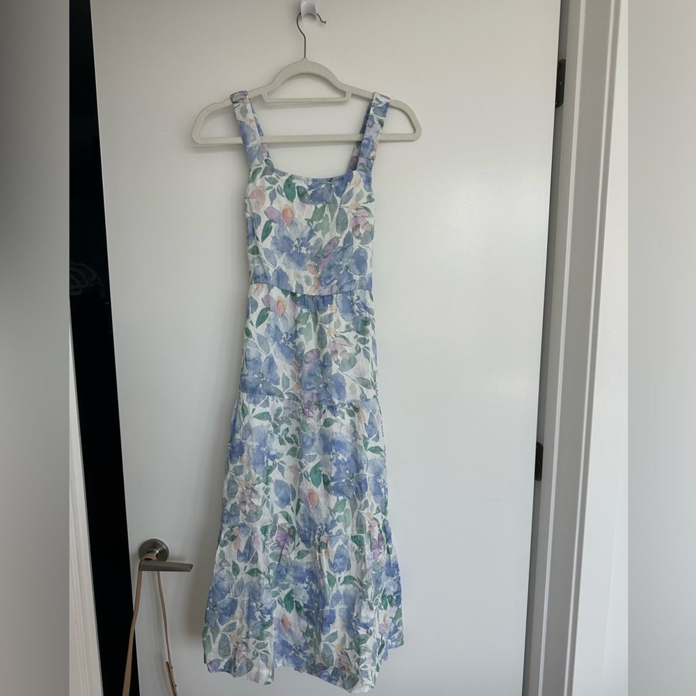 Bella Dahl Scrunch Strap Linen Midi Dress